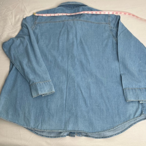 ASOS Curve Women’s Shirt Long Sleeve Snap Button Size 20 Light Blue - Picture 4 of 7